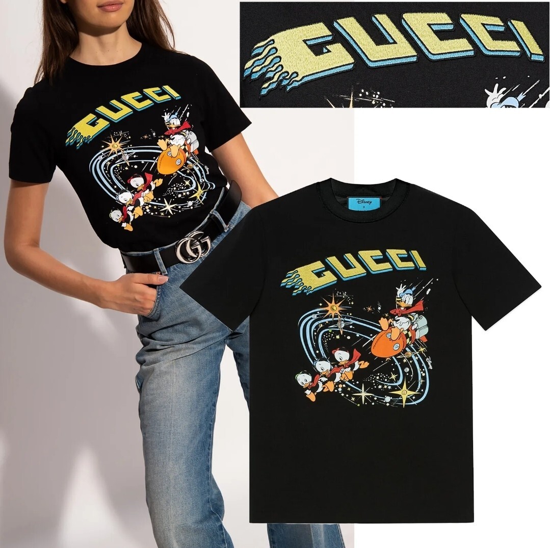 New GUCCI X DISNEY DONALD DUCK Rocket Embroidered Logo Cotton