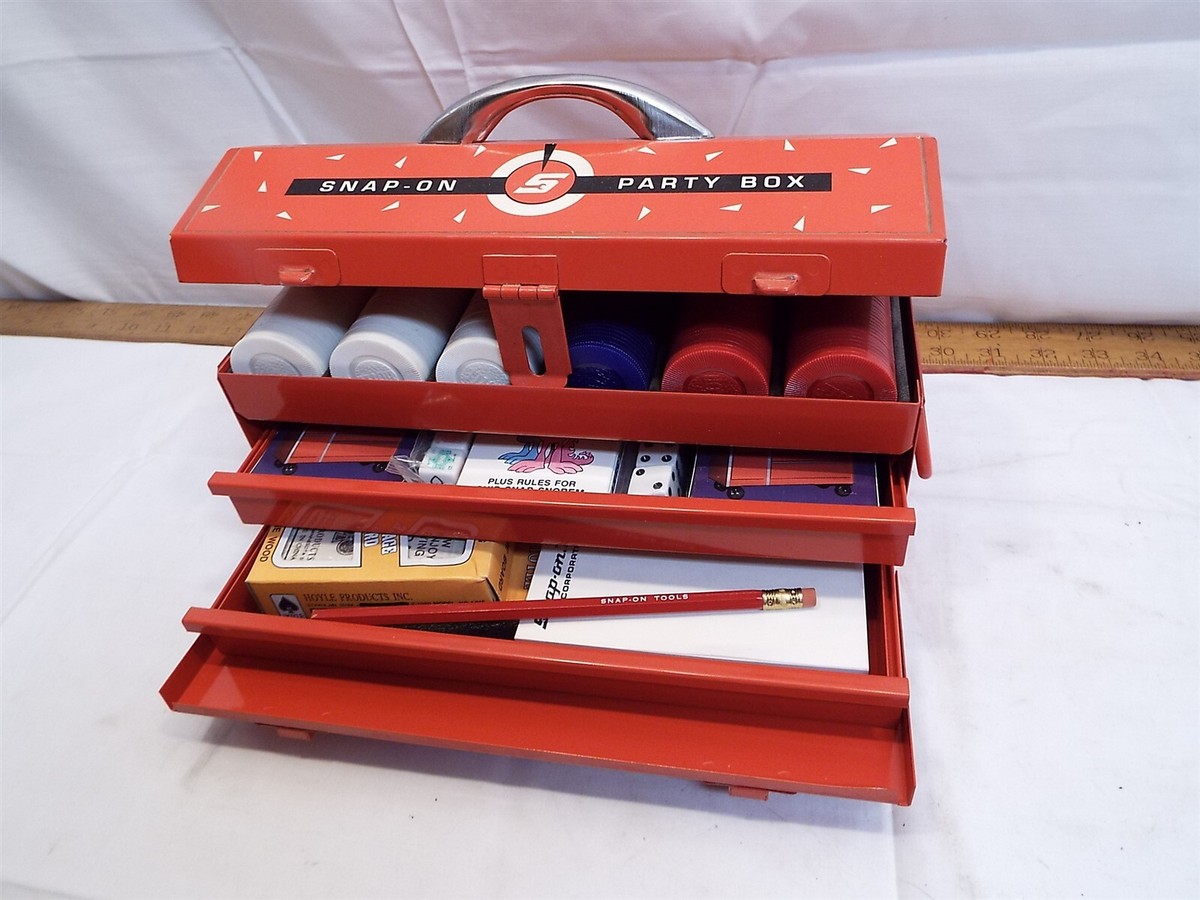 Snap-On Party Box Poker Chip & Playing Card Metal Toolbox Set Tool