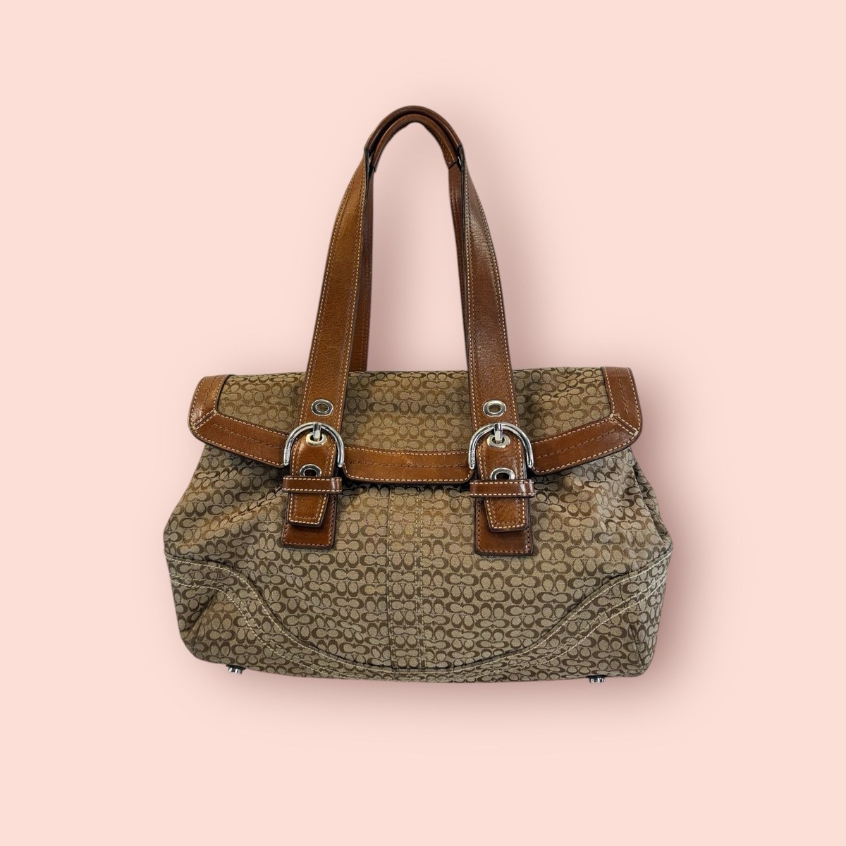 COACH Vintage Y2K Soho Signature Mini C Flap Jacquard Satchel