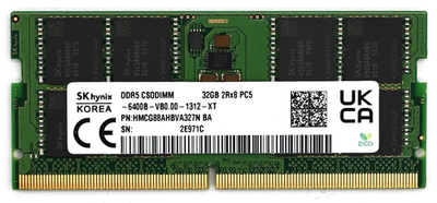 SK hynix 32GB DDR5 6400MHz CSODIMM Overclocked Laptop RAM