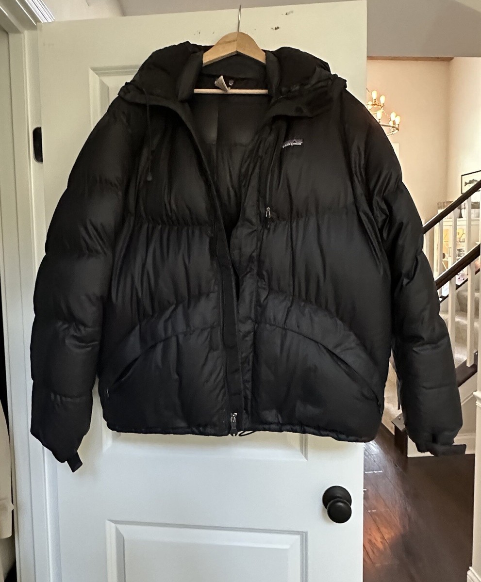 Patagonia Men's - Fitz Roy Down Hoody Jacket - Black L/XL Vintage