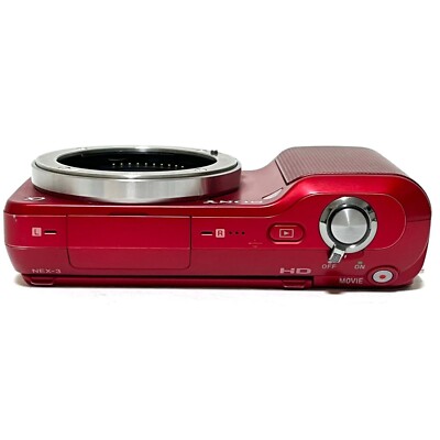 SONY NEX-3 Mirrorless Camera Body Red with Battery and charger