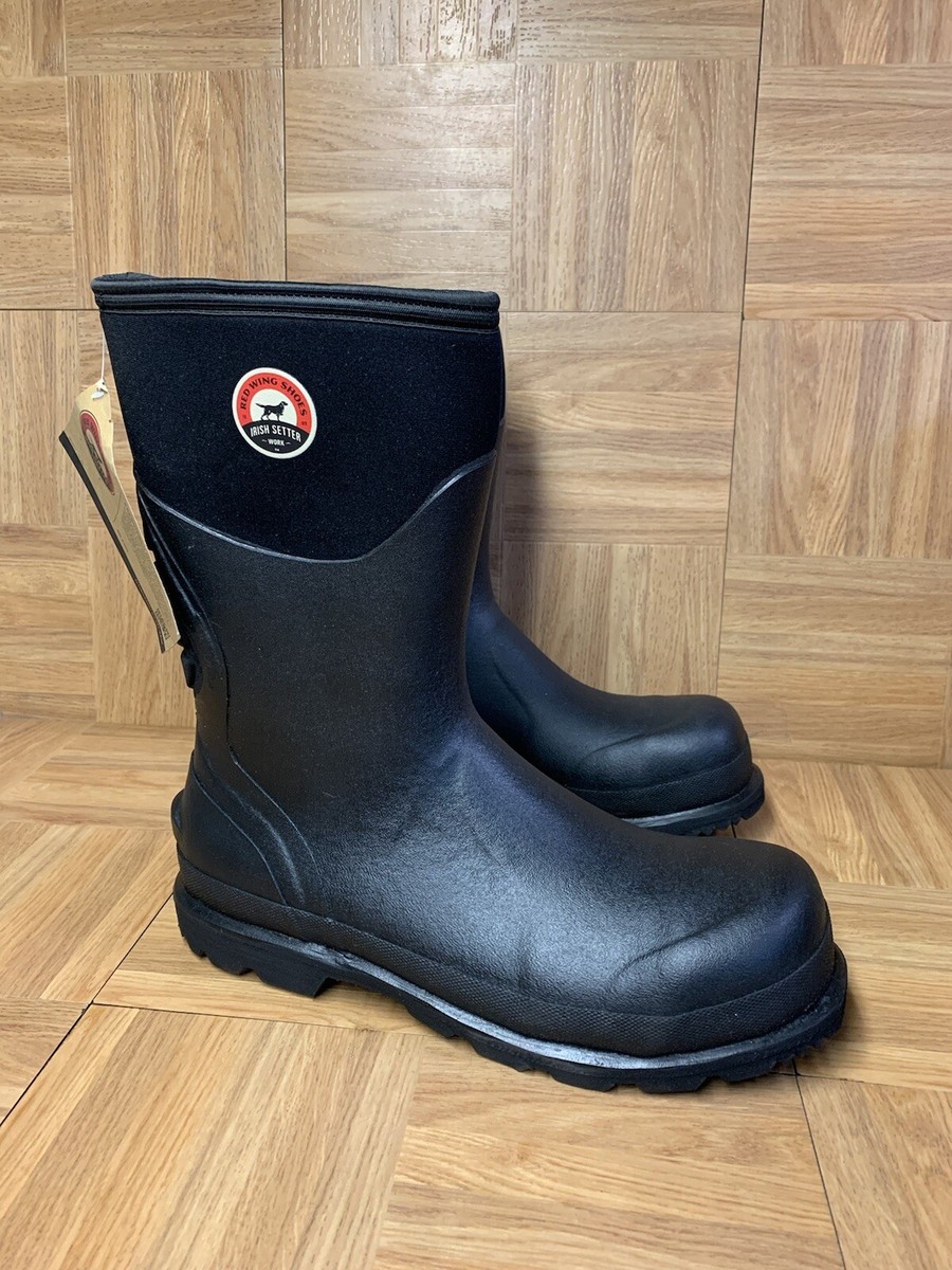 RARE🔥 Irish Setter By Red Wing Rubber Rain Boots Black Steel Toe