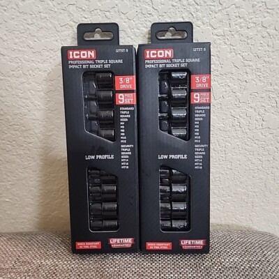 Icon 2 Sets Triple Square Impact Bit Socket Set 3/8