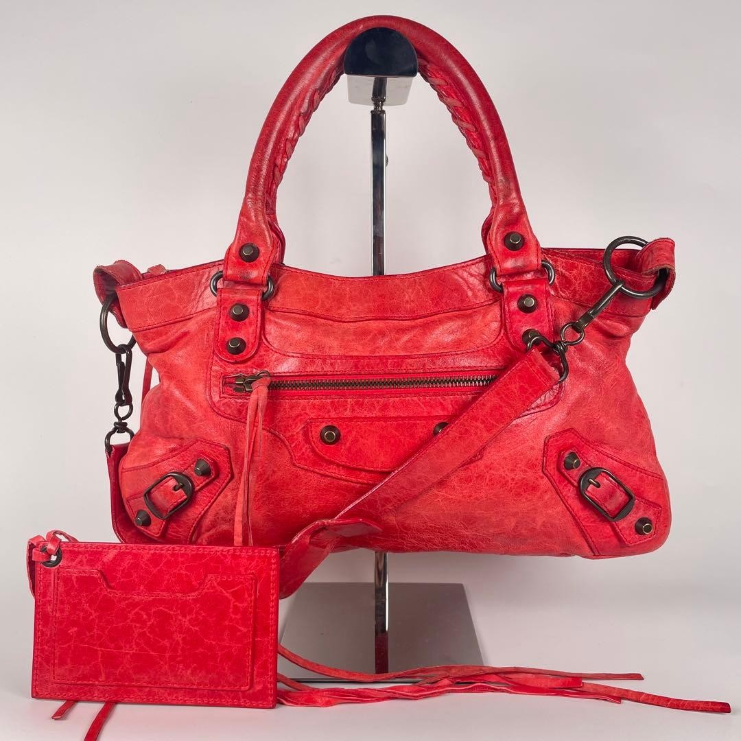 BALENCIAGA The First City 103208 Leather Handbag 2Way Shoulder Bag