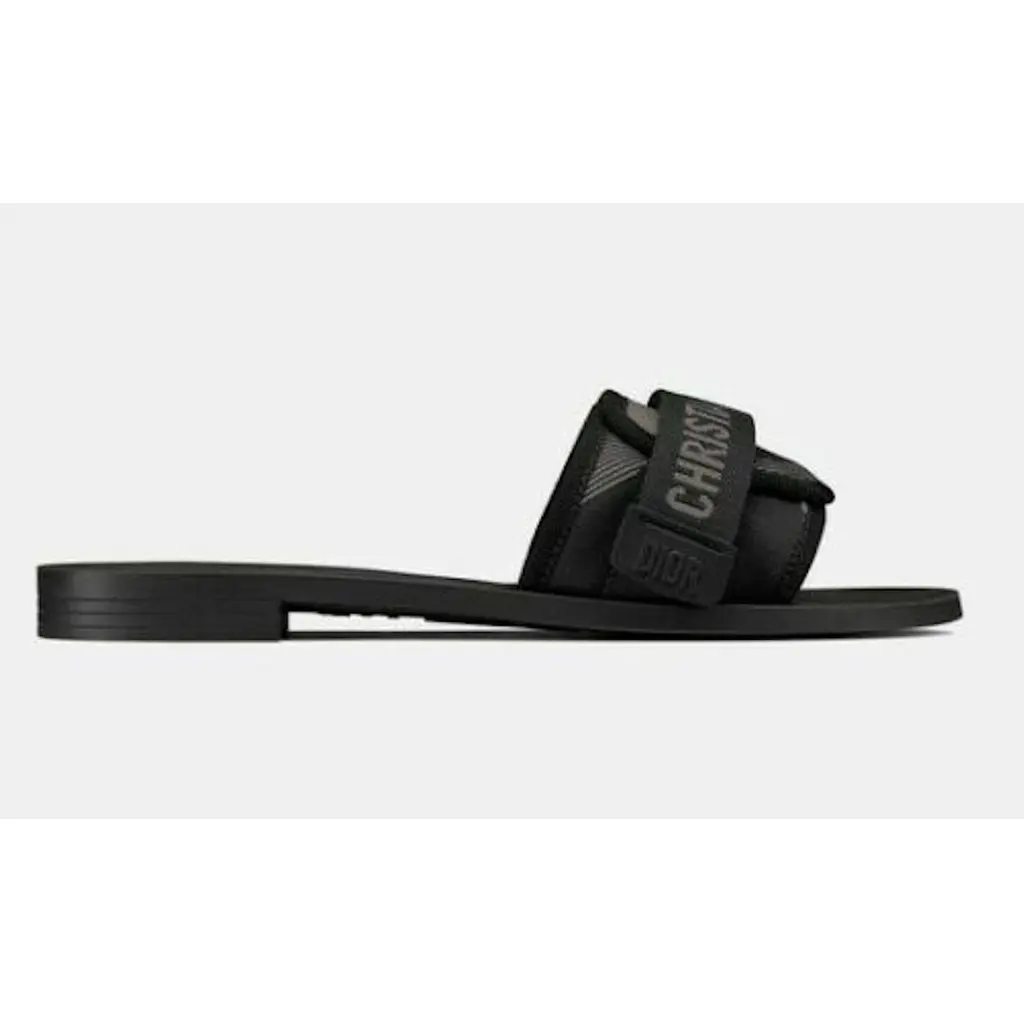 Christian Dior Dio(r)evolution Dway Black Rubber Logo Slide Mule