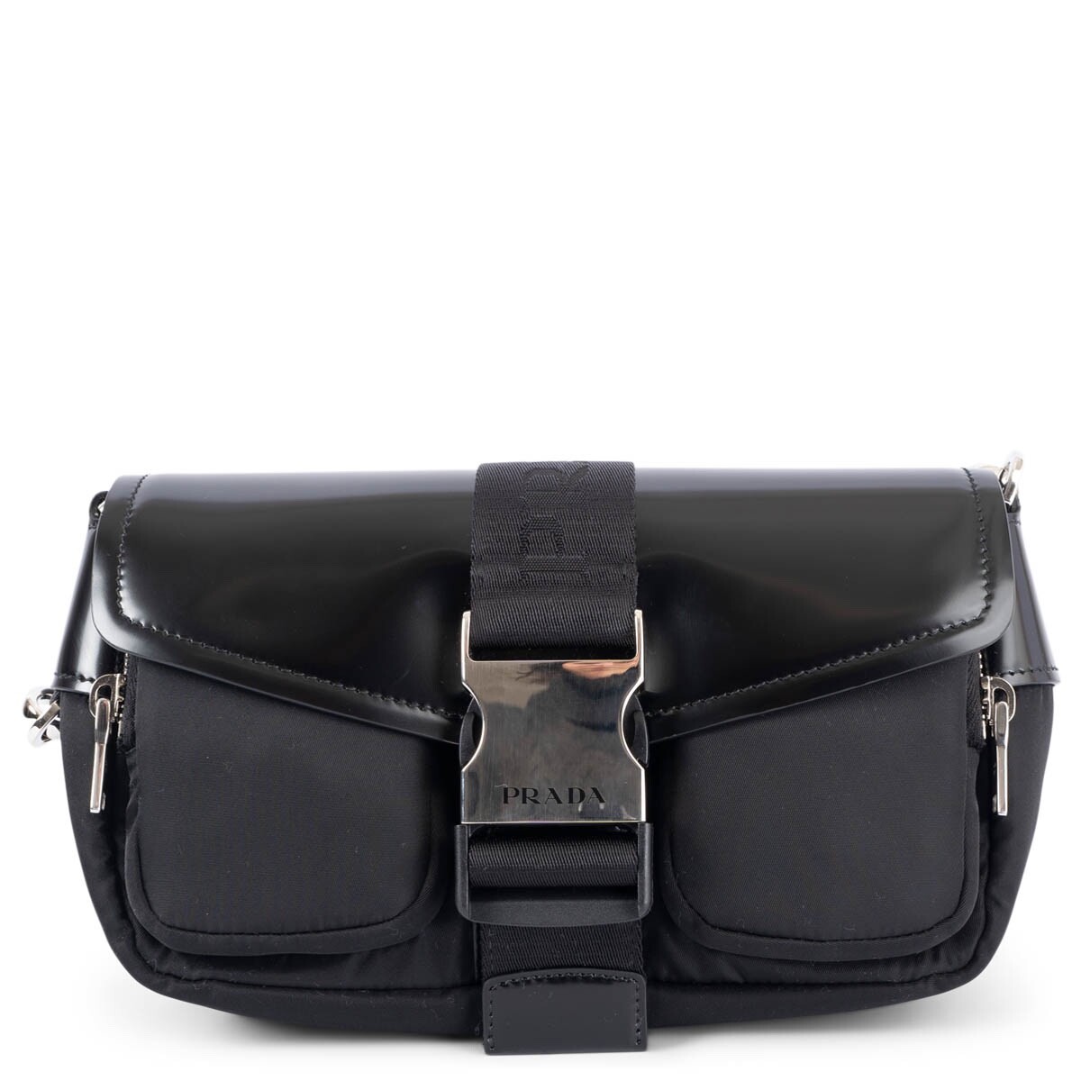 69161 auth PRADA black nylon & leather POCKET Crossbody Bag | eBay