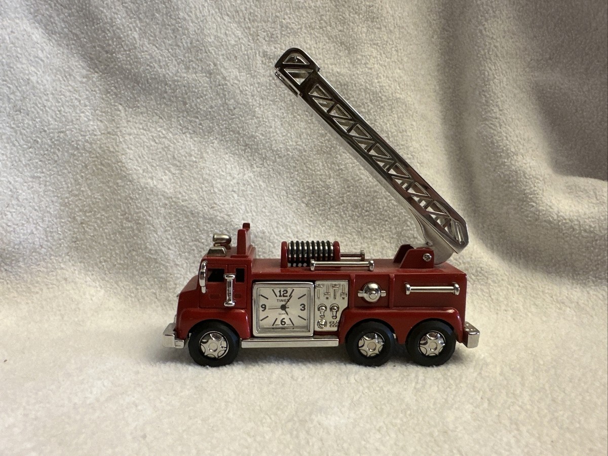 Timex Quartz Mini Fire Truck Desk Clock Collectible Japan Mvmt