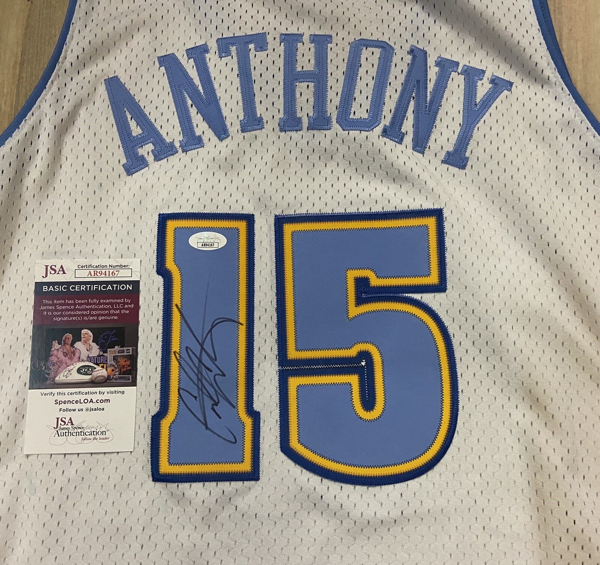 Carmelo Anthony Signed Autograph Denver Nuggets Nike Jersey JSA