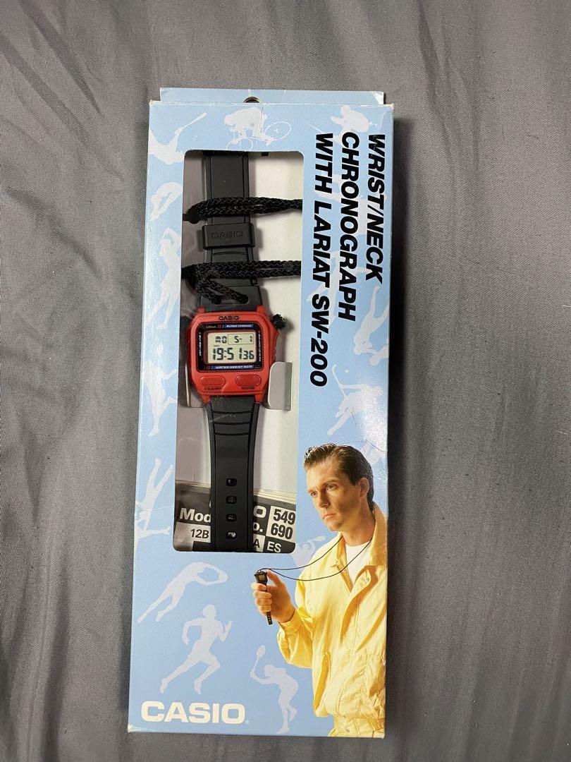 Casio SW-200-4AV Vintage Digital Watch 36mm NOS NIB 1990s Rare