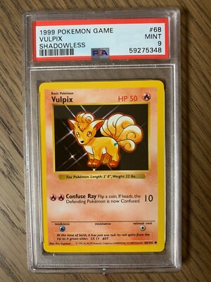 PSA 9 - Pokemon Error VULPIX - Shadowless Base Set - 68/102 BLUE