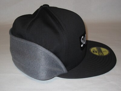 SUPREME x New Era Windstopper Ear Flap Hat Cap BLACK 7 1/8 NEW! F