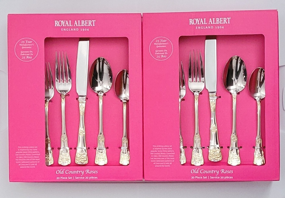 Royal Albert Old Country Roses Stainless Flatware 40 Piece Set For
