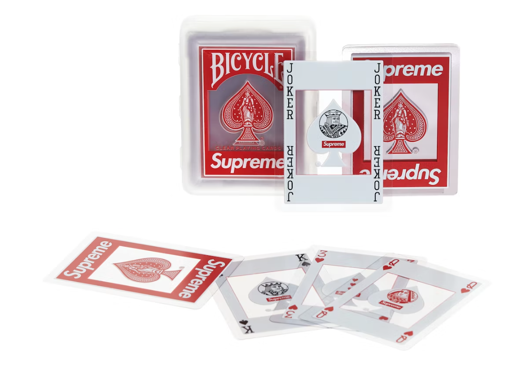 Supreme Bicycle Playing Cards Clear FW20 Red Box Logo BOGO Limited