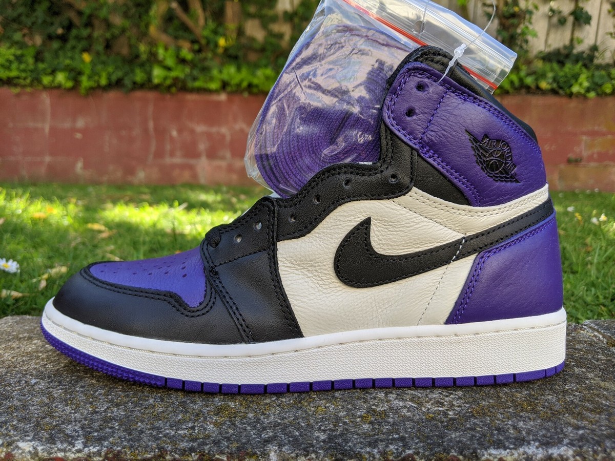 DS NIKE AIR JORDAN I 1 RETRO OG HIGH COURT PURPLE sz 4Y GS bred