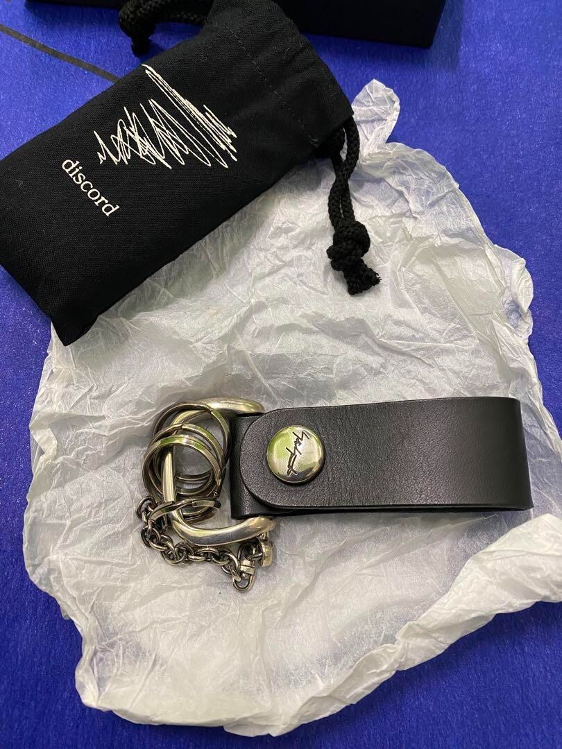 Discord Yohji Yamamoto Black Leather Silver 4-station Key ring wz