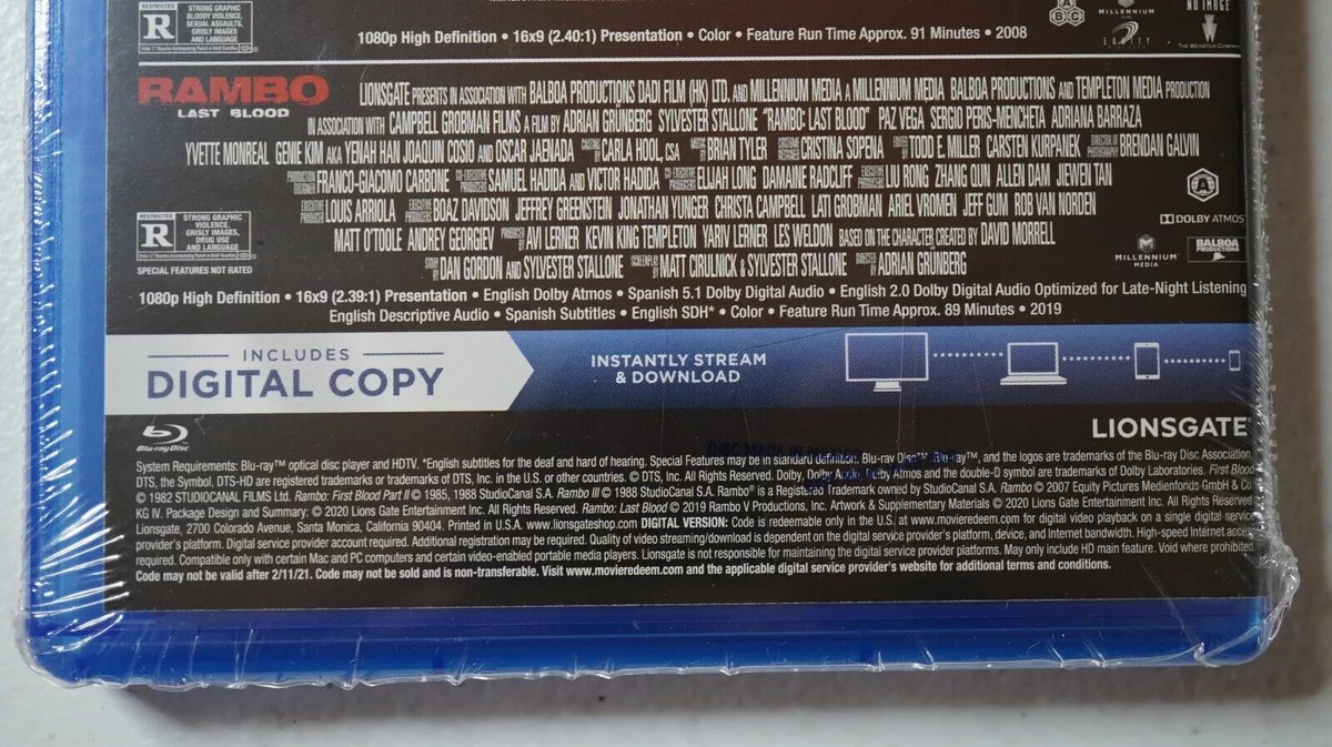 Rambo: 5-Film Complete Collection 1-5 (Blu-ray + Digital) *NEW