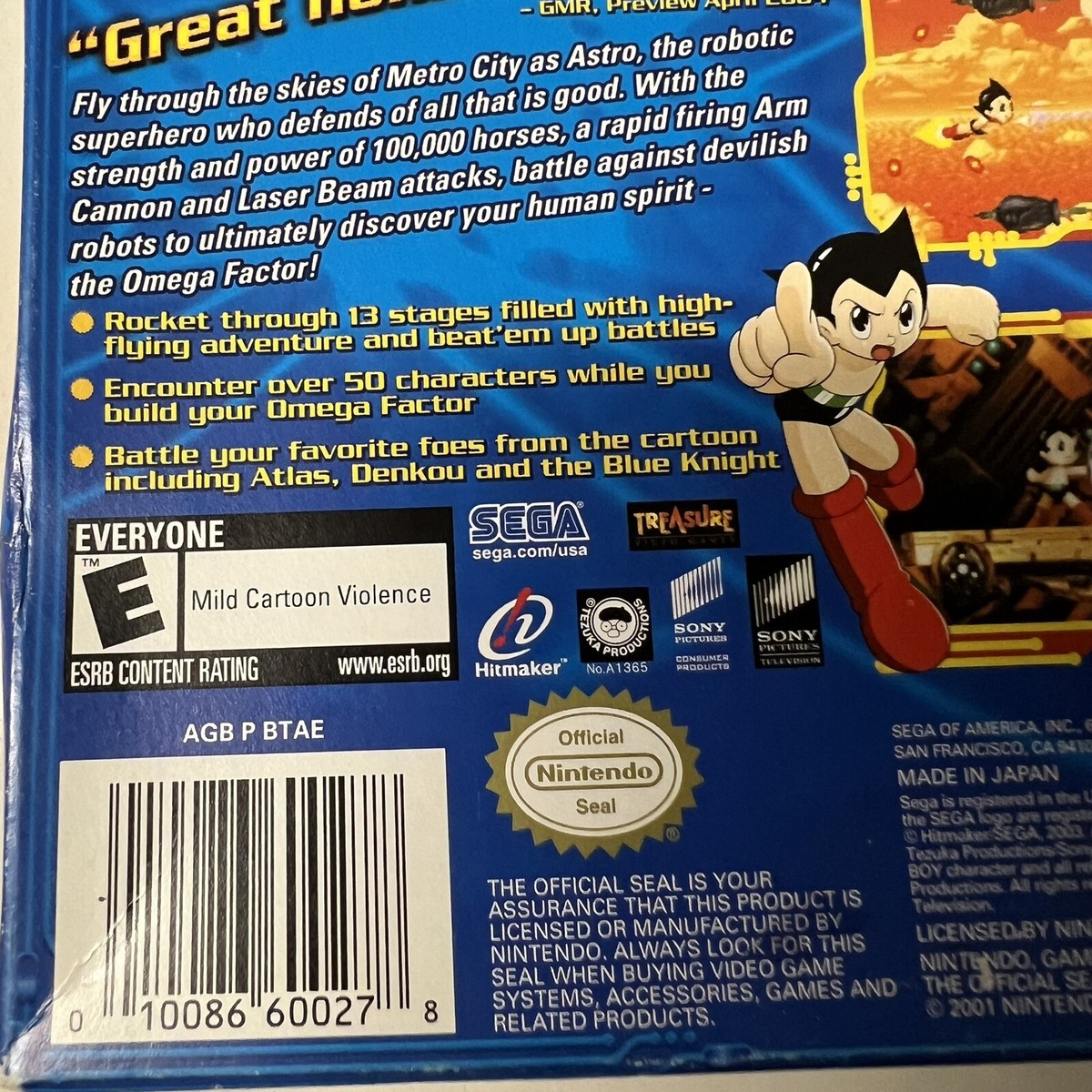 ASTRO BOY OMEGA FACTOR Gameboy Advance Game Boy GBA 100% CIB