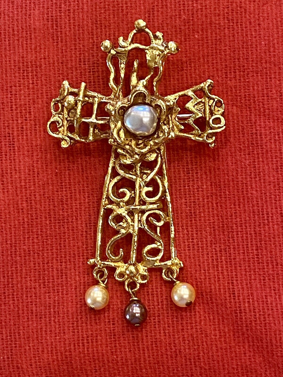 AUTHENTIC VINTAGE CHRISTIAN LACROIX CROSS BROOCH | eBay