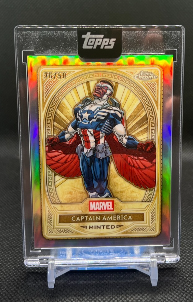 2025 Topps Marvel Mint CAPTAIN AMERICA Gold /50 CHROME ENCASED #89