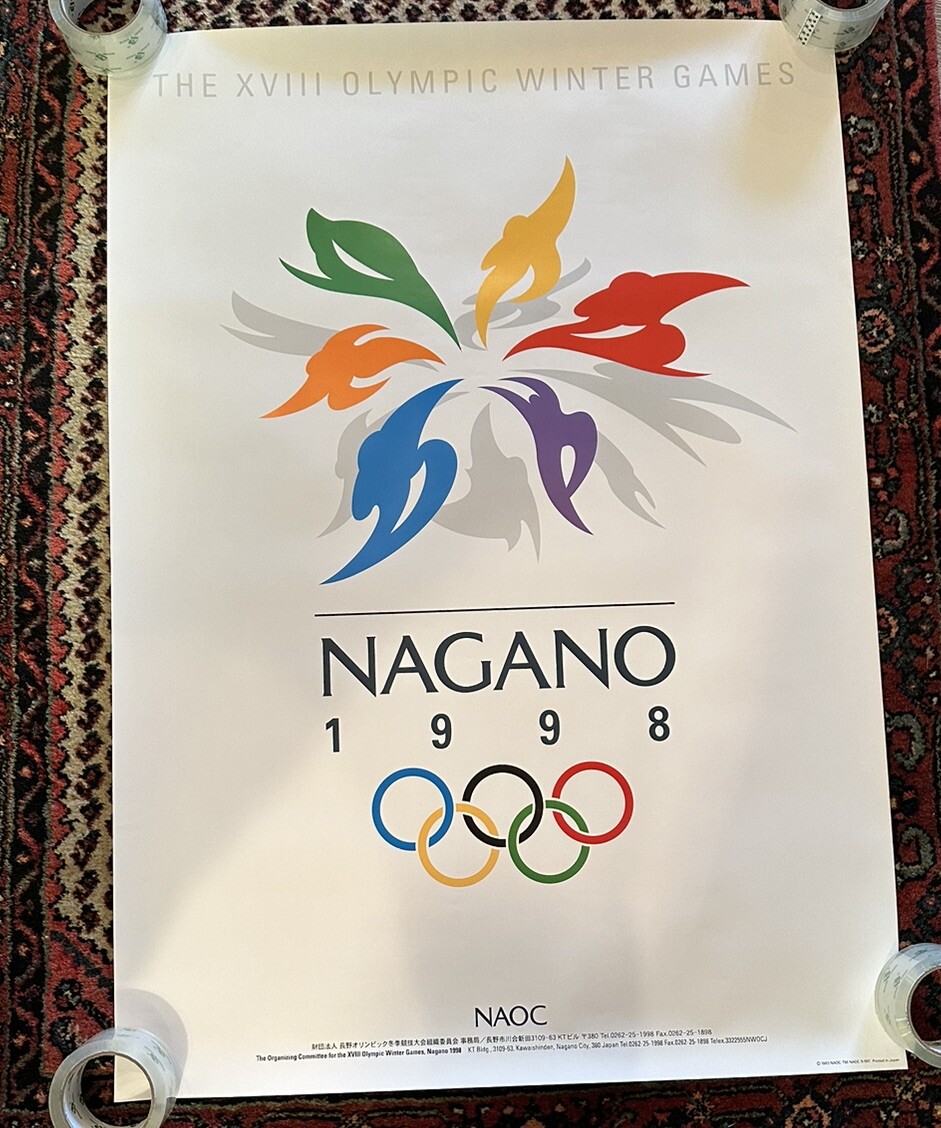 XVIII Olympic Winter Games Nagano 1998 NAOC Poster Scarce Rare HTF