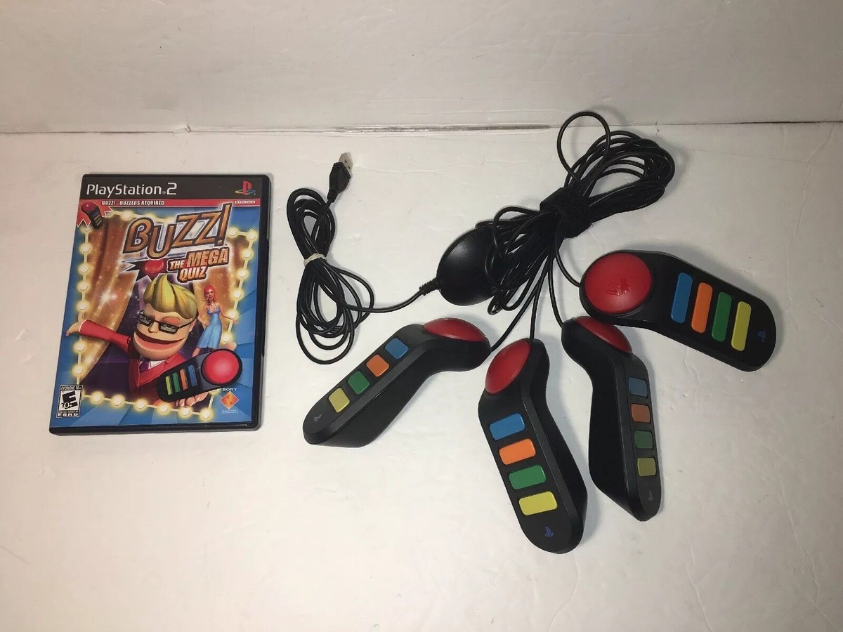 Playstation 2 PS2 Buzz The Mega Quiz w/ Buzzer Controllers Buzz