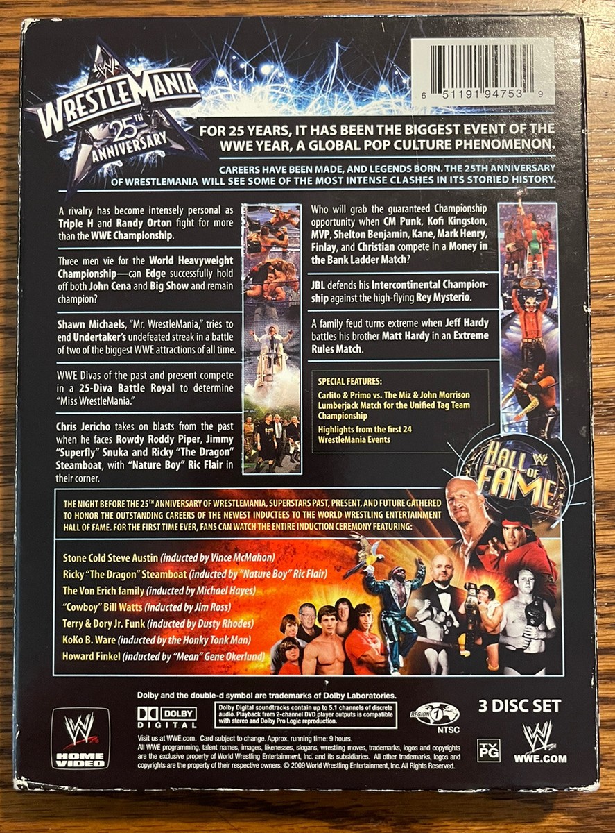 Wrestlemania XXV 25th Anniversary [DVD 3 Disc Set, 2009] WWE WWF