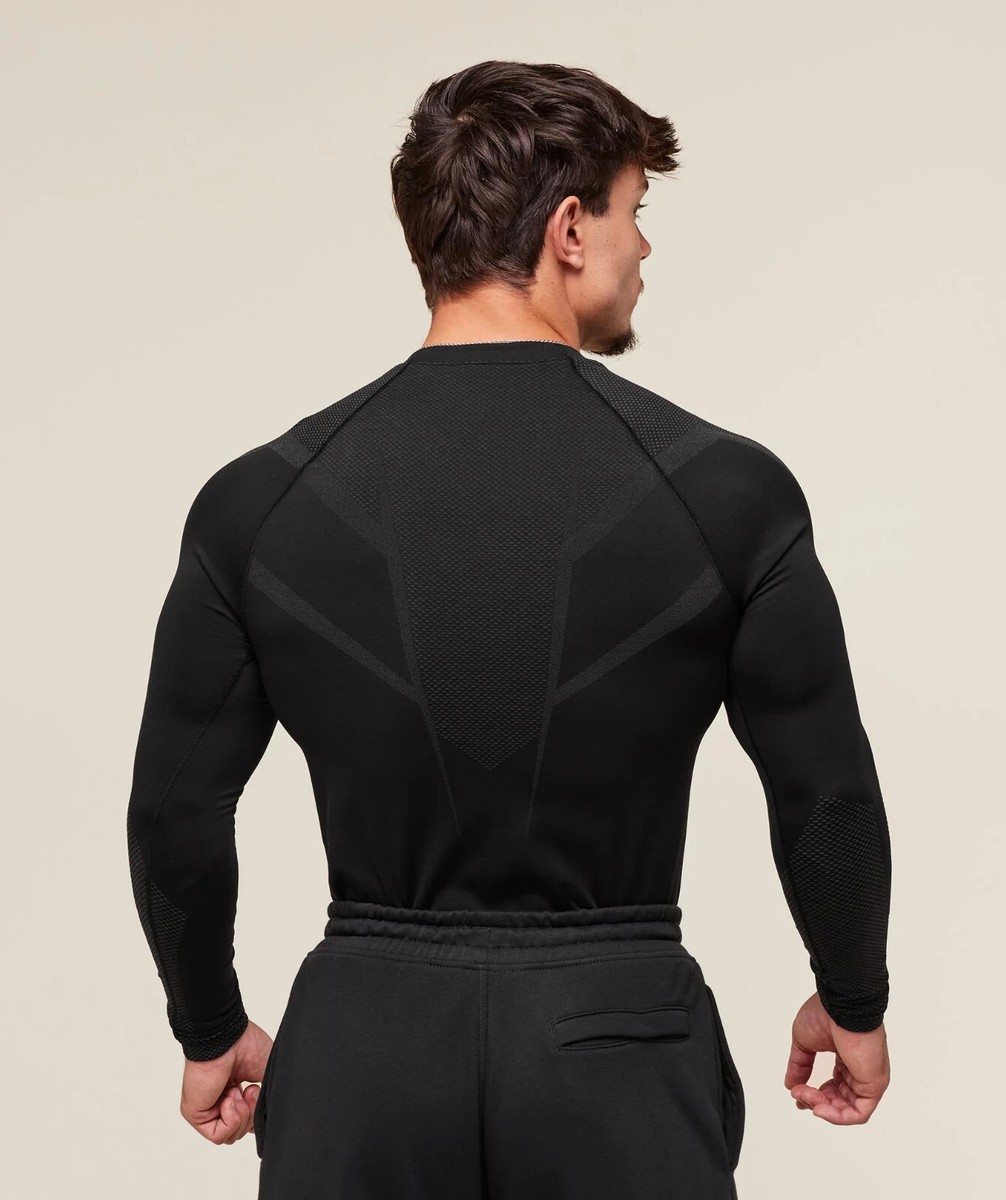 ⚫Gymshark Onyx 5.0 Seamless Long Sleeve - Black/Onyx Grey