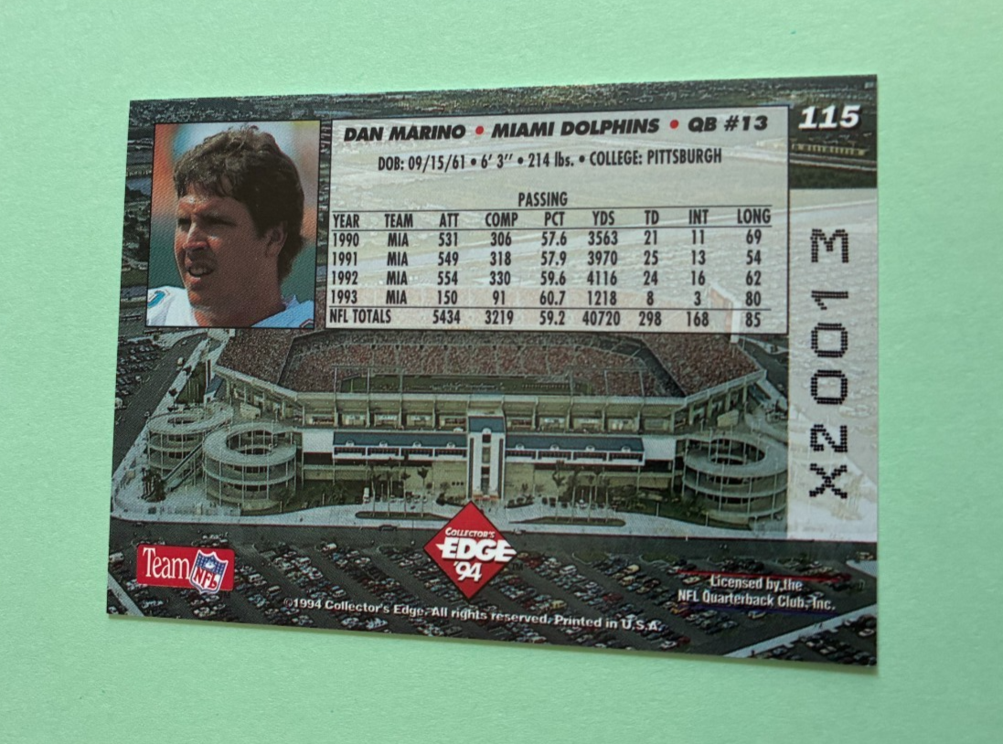 1994 Collector's Edge 1st Day Gold Dan Marino #115 Miami Dolphins