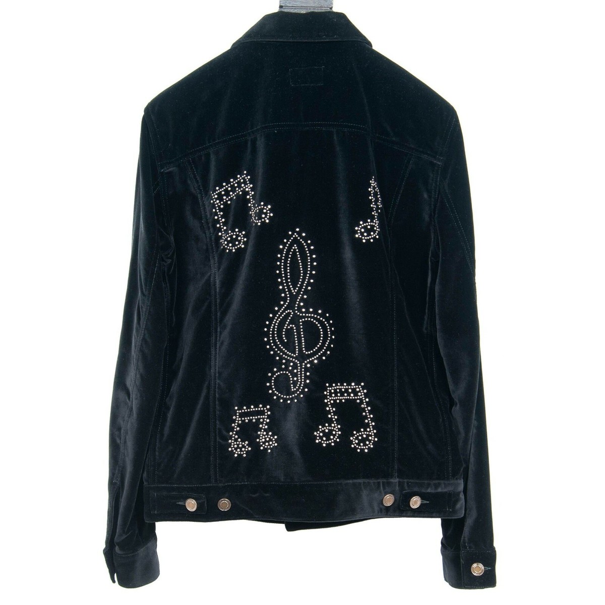 Saint Laurent Mens Music Notes Trucker Jacket Small Black Velvet