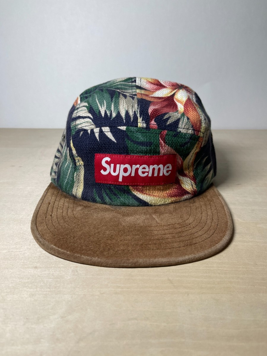 Supreme Camp Cap Floral Suede 5 Panel Navy Multicolor Spring
