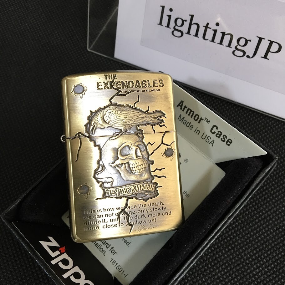 Zippo Armor Skull Eagle The Expendables 5 Sided Etching Antique