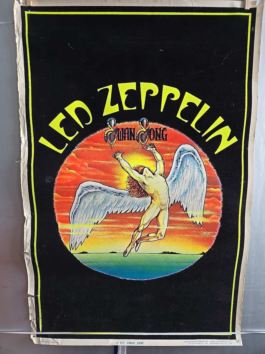 LED ZEPPELIN 817 Swan Song Velvet Flocked Blacklight Poster 23 In