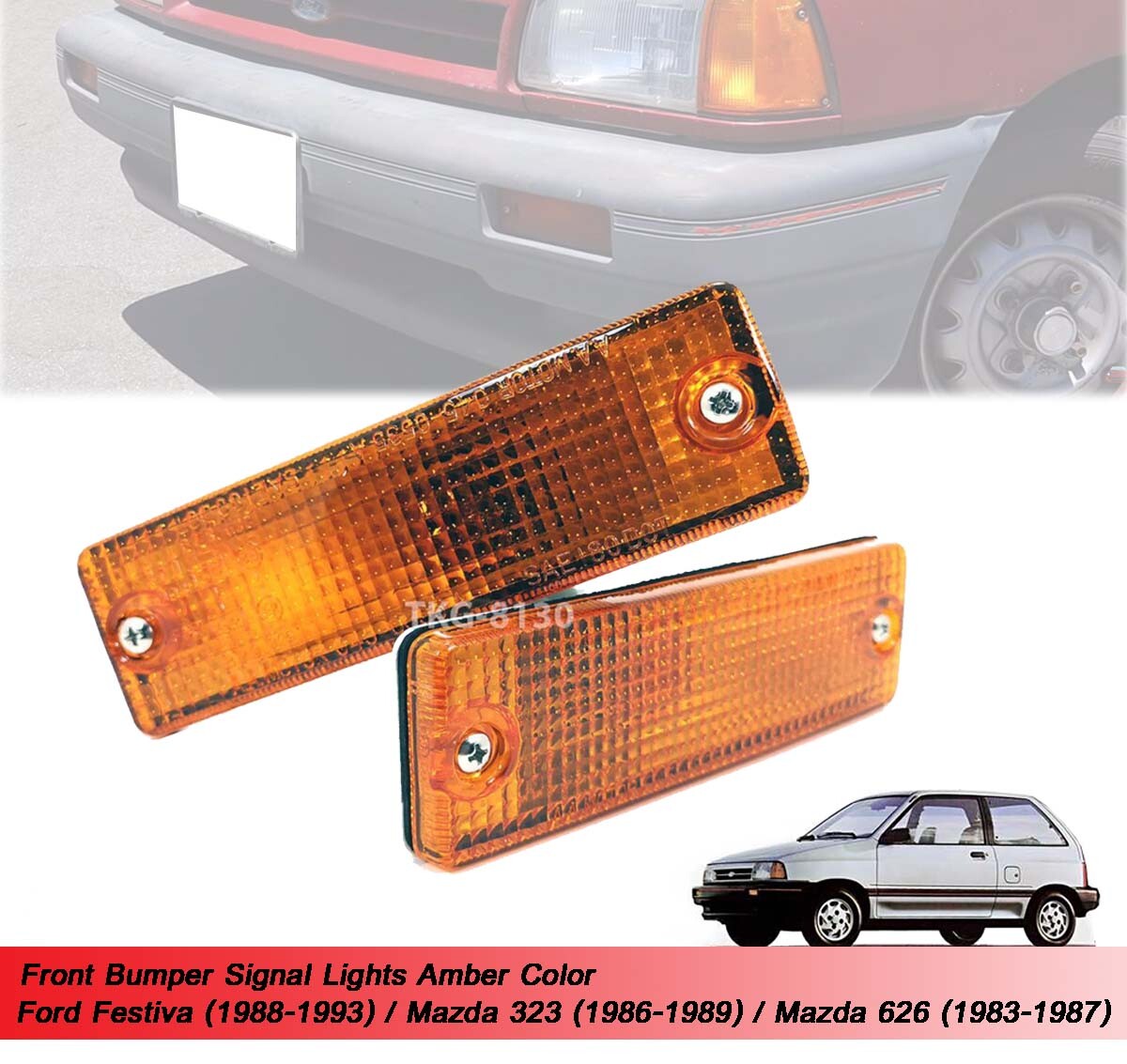 Front Bumper Light Lamp Amber Color Fit Ford Festiva 88-93 Mazda