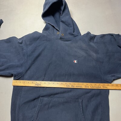 Vintage 80s Champion Reverse Weave Navy Blank Sweatshirt Hoodie