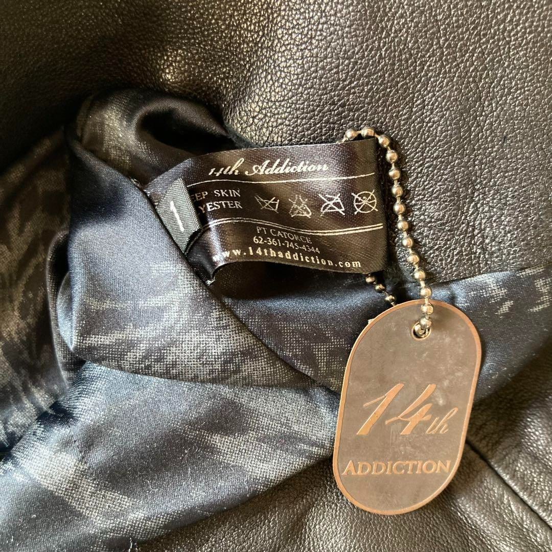 14th addiction leather Black jacket 00s archive black Brand New