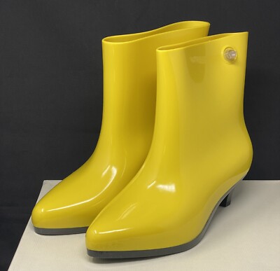 Rain Boots Melissa + Jeremy Scott Yellow Kitten Heel Ankle Size 5
