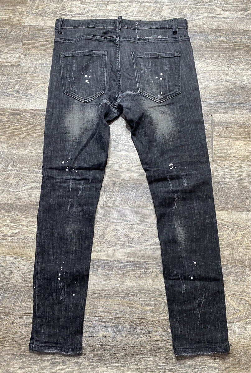 DSQUARED KENNY CLASSIC JEANS MADE IN ITALY BLACK SKINNY PATCHWORK