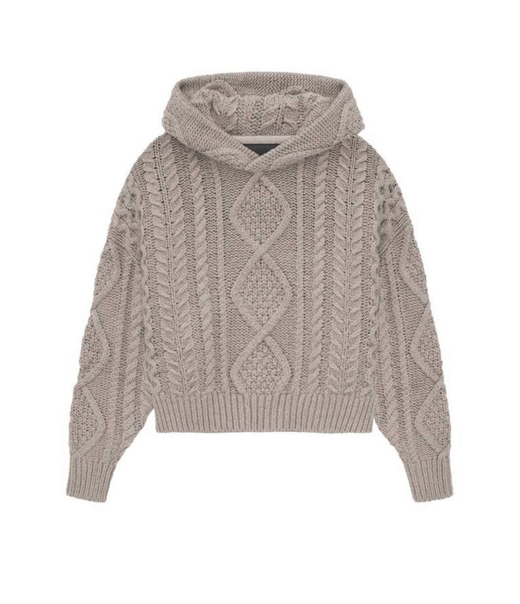 Fear Of God Essentials Cable Knit Hoodie Size 12 Core Heather | eBay
