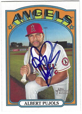 ALBERT PUJOLS SIGNED 2021 TOPPS HERITAGE BASEBALL CARD ANGELS