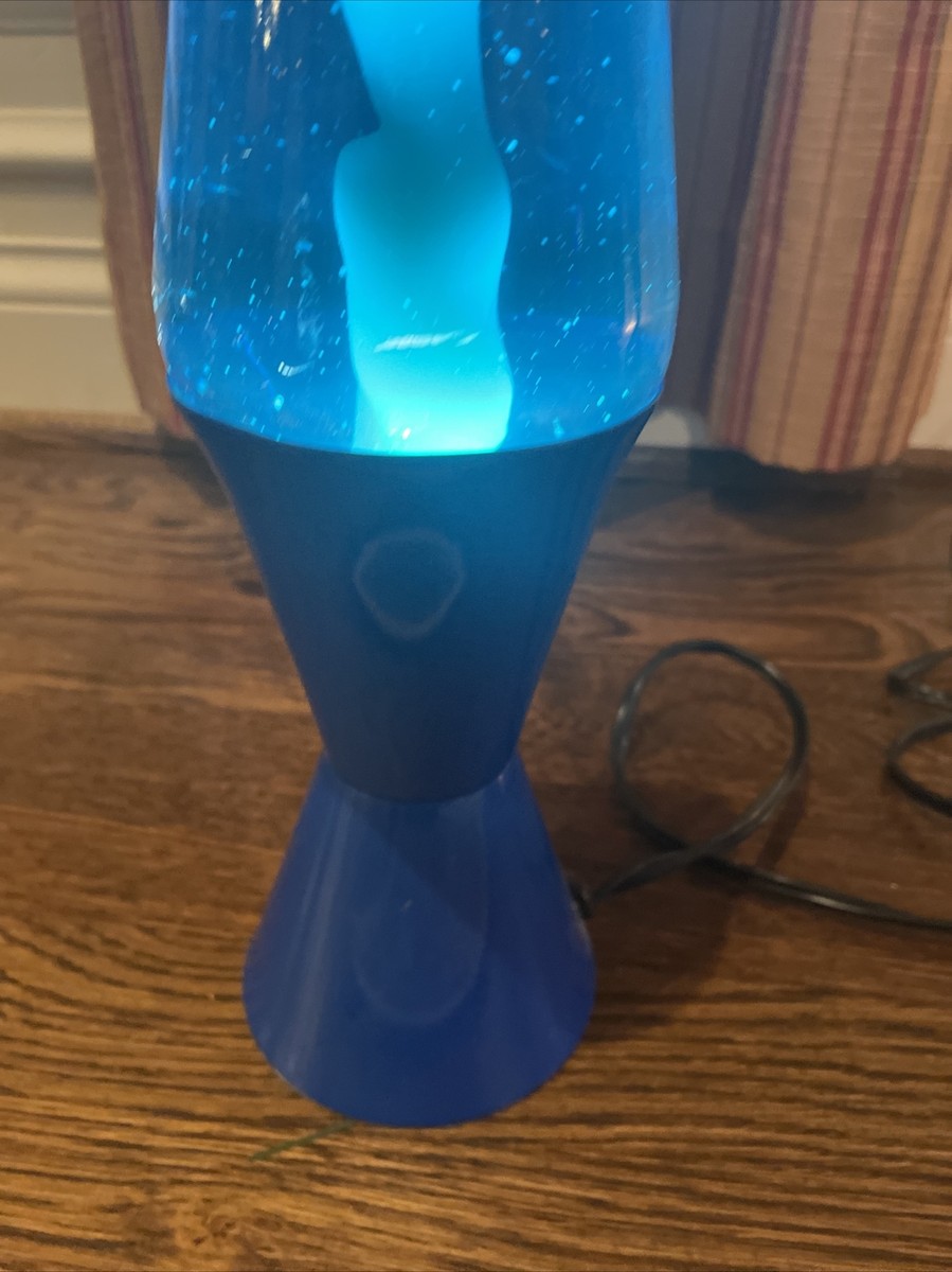 32oz Lava Lite Lava Lamp Blue Liquid Yellow Wax Blue Base & cap