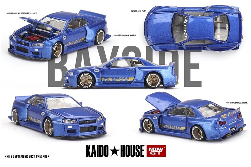 Kaido House x MINI GT 1:64 Skyline GT-R R34 V2 Aero SHINJUKU Car