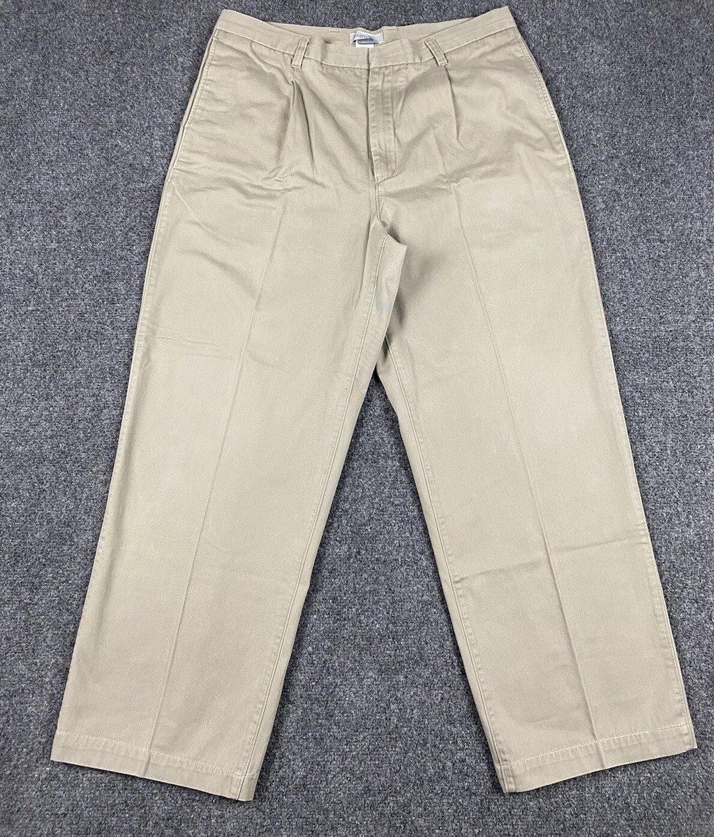 Zegna Sport Pants Mens 36 Khaki Pleated Straight Leg Trousers Hong