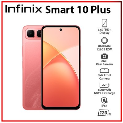 Infinix Smart 10 Plus 8GB+128GB RED Dual SIM Unlocked Android Cell