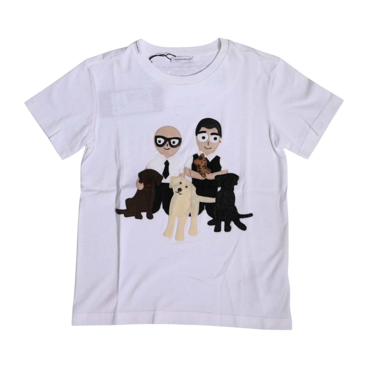 DOLCE & GABBANA Kids T-shirt White Cotton #DGFamily Patch Boys s