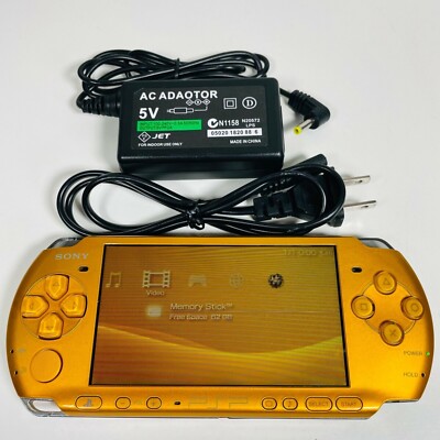 Sony PSP 3000 Bright Yellow Console - GOOD CONDITION + Official
