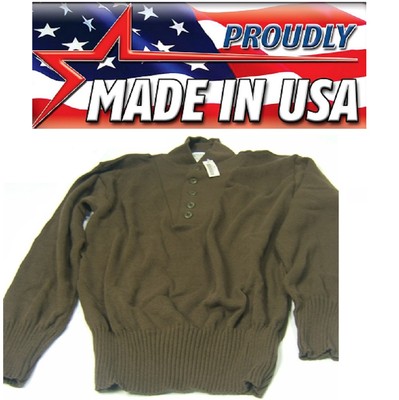 NEW Military Issue ARMY SWEATER 5 Button OD/Brown Army Jeep