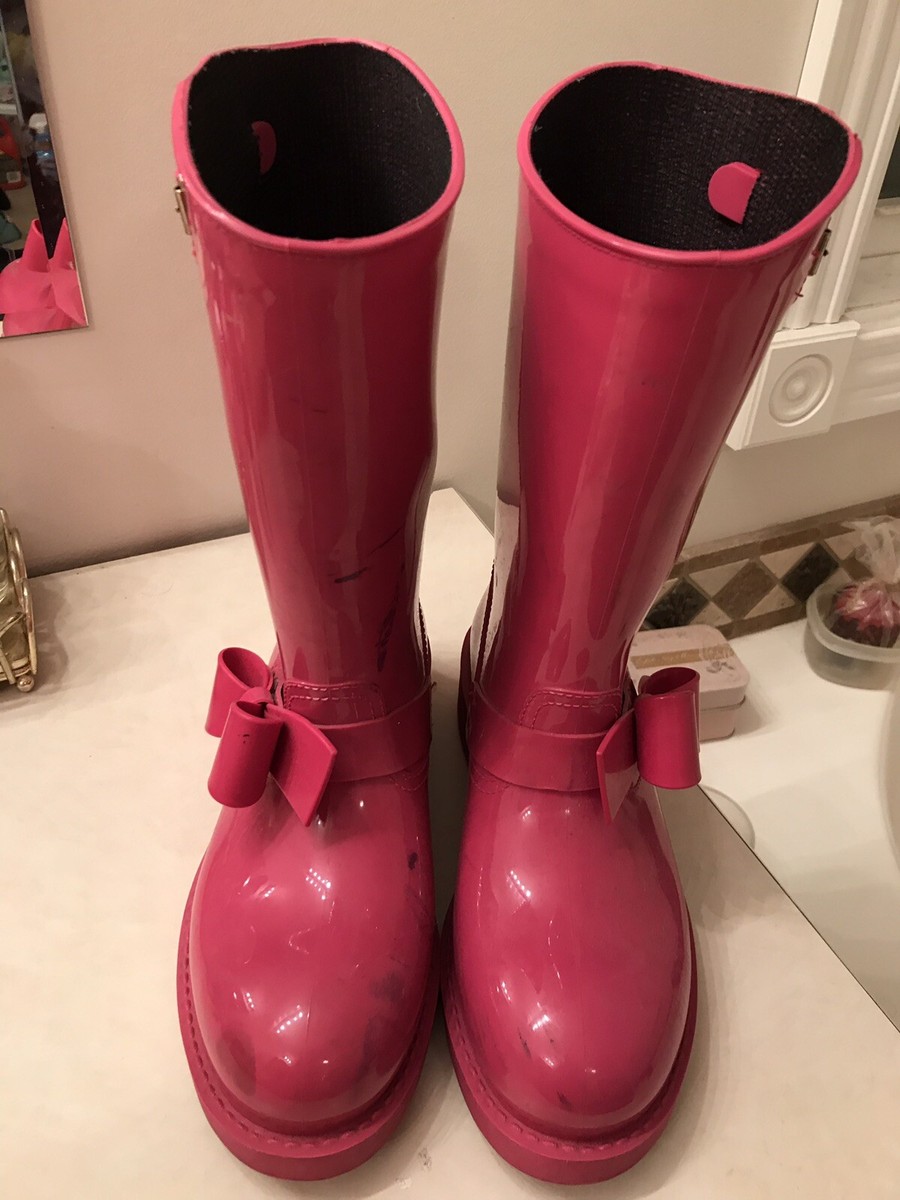 VALENTINO RED V BOW PINK RAIN BOOTS SIZE 39 | eBay