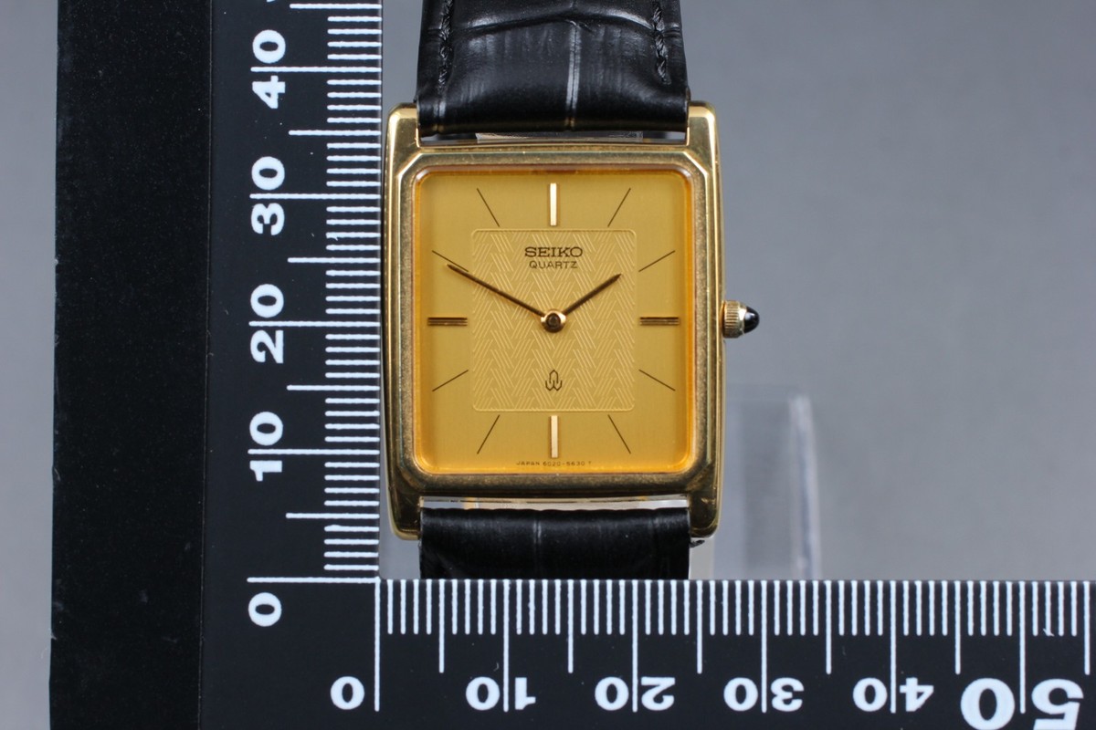 Vintage 1980 N MINT Seiko Dolce 6020-5460 Gold Wide Tank Quartz