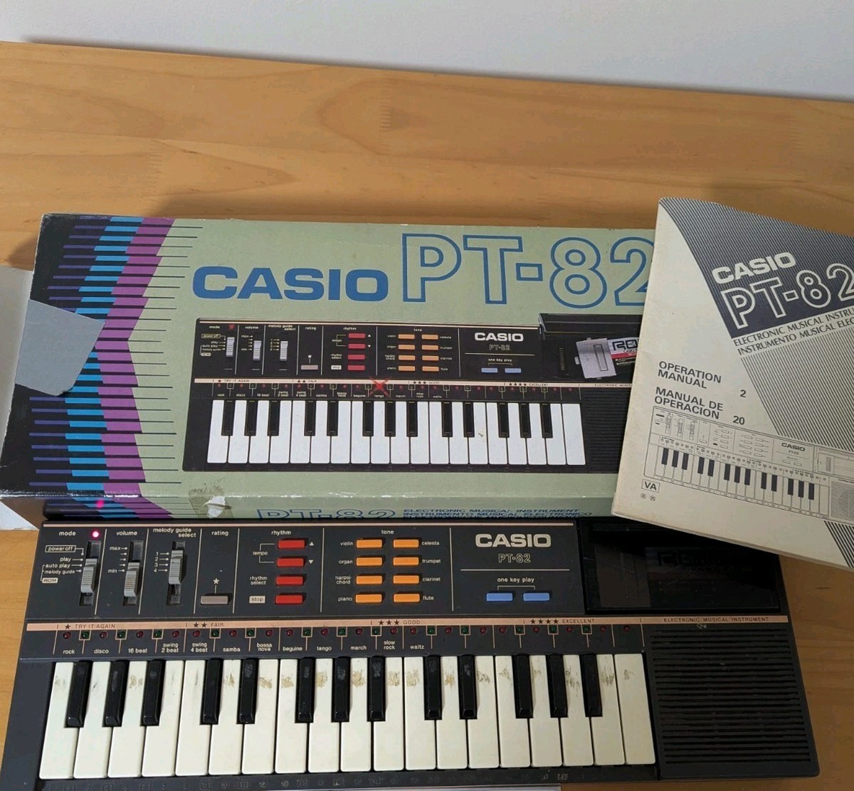 Vintage Casio PT-82 32 Key Electronic Keyboard 5 Rom Pack Disney